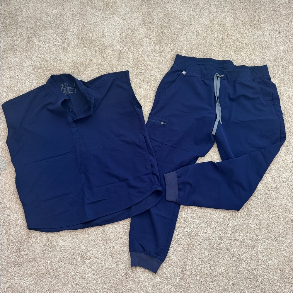 Figs Navy Blue Shirt and Jogger Set
